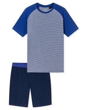 Schiesser Herren Pyjama 955Schlafanzug, Pyjama Set, Nachtwäsche - Blau