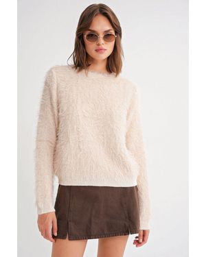 MixRay Weicher Plüschstruktur-Strickpullover - Natur