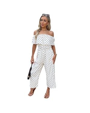 AX Paris Jumpsuit Für Damen, Schulterfrei (Cremefarbe) - Blau