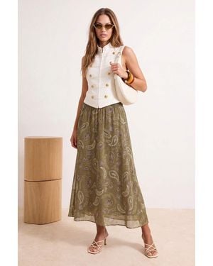 Trendyol Mi̇Lla Damen Paisley Maxi Skater Röcke - Natur