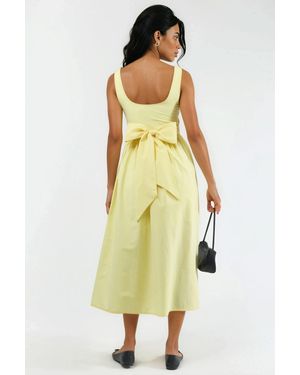Busem Midi-Kleid Mit Quadratischem Kragen Und Schleifendetail - Gelb