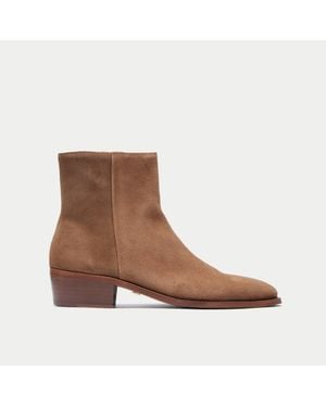 Walk London Hoxton Zip Up Cuban Heel Boot - Brown
