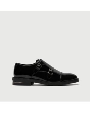 Walk London Oliver Monk Strap Shoe - Black