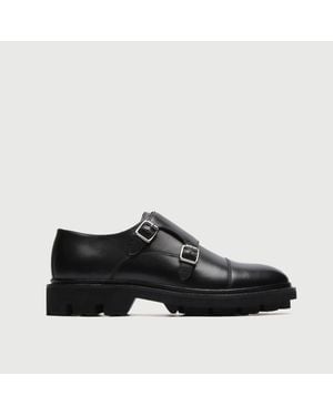 Walk London Felix Monk Strap Shoe - Black