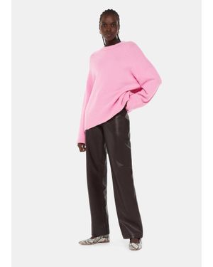 Whistles Textured Boyfriend Crew Neck - Pink
