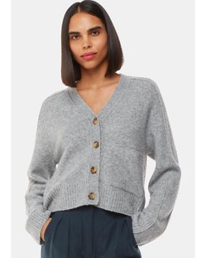 Whistles Three-Button Wool Blend Cardigan - Grey