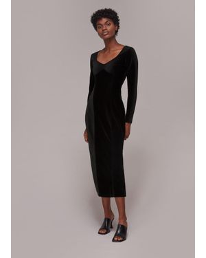 Whistles Cord Velvet Bust Detail Dress - Black