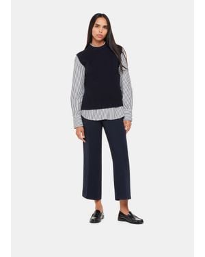 Whistles Wide Leg Cropped Trouser - Blue