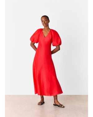 Whistles Silk Blend Taffeta Maxi Dress - Red