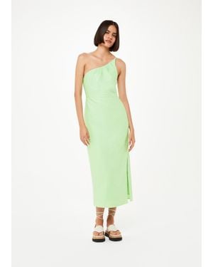 Whistles One Shoulder Linen Mix Dress - Green