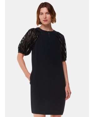 Whistles Lucy Zebra Velvet Sleeve Dress - Black