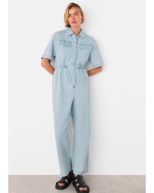 Whistles Short Sleeve Utility Jumpsuit - Blue