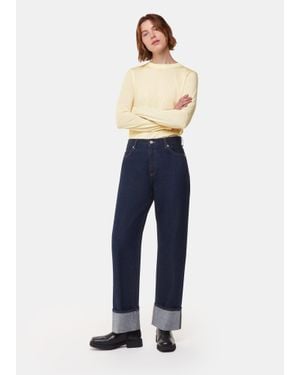 Whistles Wool Blend Crew Neck Top - Blue
