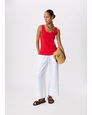 Whistles Wide Crop Cheesecloth Trouser - Red