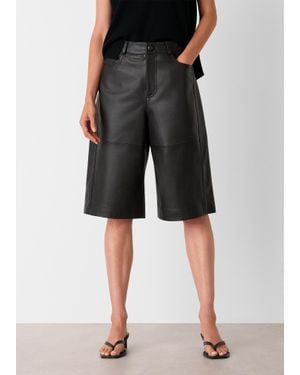 Whistles Leather Knee Short - Black