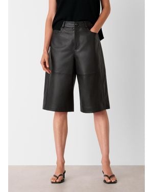 Whistles Leather Knee Short - Black