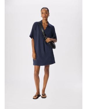 Whistles Textured Relaxed Short Dress - Blue