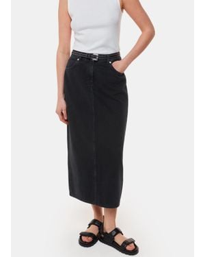 Whistles Straight Denim Midi Skirt - Black