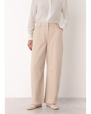 Whistles Casual Cotton Barrel Trouser - Natural