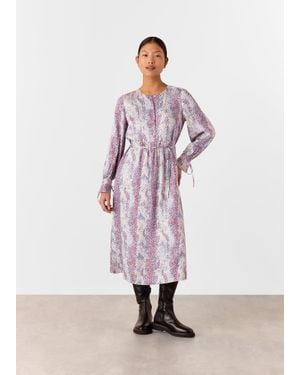 Whistles Petite Mottled Snake Print Midi Dress - Multicolour