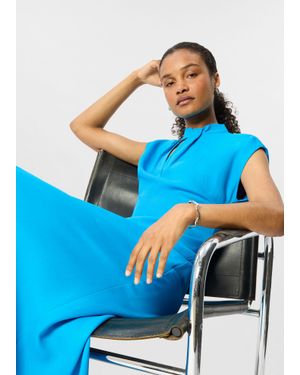 Whistles Petite Twist Neck Crepe Midi Dress - Blue