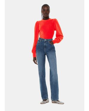 Whistles Puff Sleeve Cord Top - Red