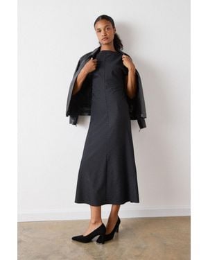 Whistles Pinstripe Jersey Midi Dress - Black