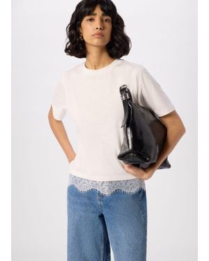 Whistles Lace Trim Detail Tee - White