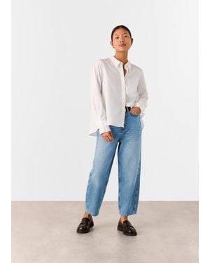 Whistles Petite Authentic Barrel Leg Jean - Blue