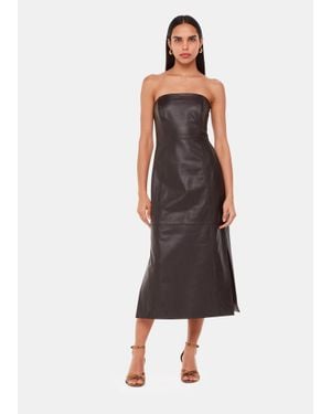 Whistles Leather Bandeau Dress - Brown