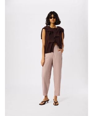 Whistles Petite Linen Barrel Leg Trouser - Multicolour