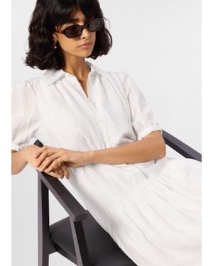 Whistles Textured Drop Waist Midi Dress - White