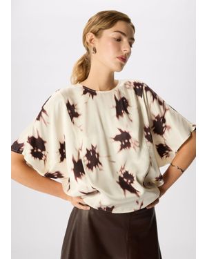 Whistles Shadow Floral Viscose Blouse - Natural
