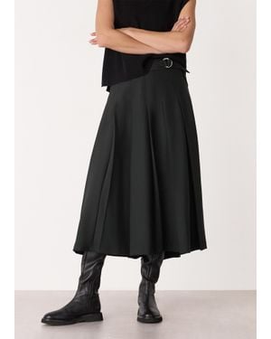 Whistles Wool Blend Pleated Kilt Skirt - Black