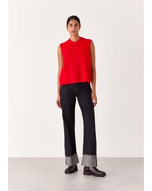 Whistles Cable Detail Knitted Tank - Red