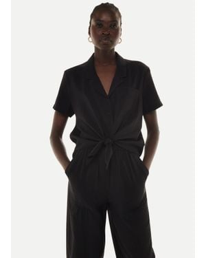 Whistles Nicola Tie Front Blouse - Black