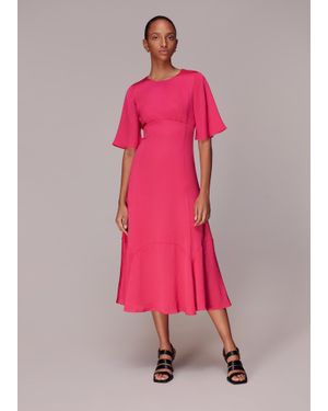 Whistles Alana Satin Cut Out Dress - Pink
