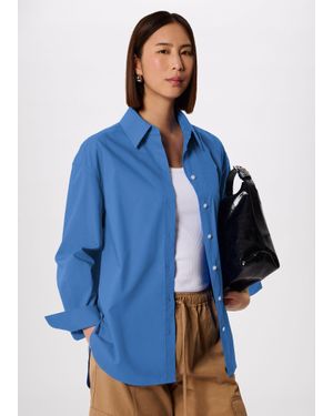 Whistles Oversized Cotton Poplin Shirt - Blue