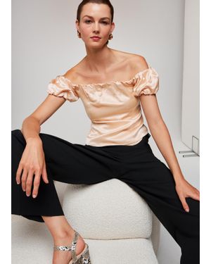 Whistles Julia Bardot Frill Sleeve Top - Black