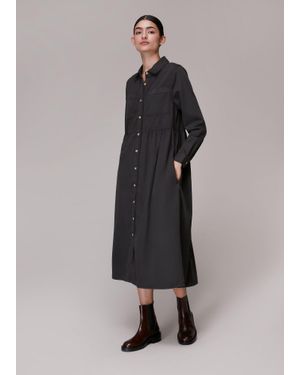 Whistles Button Up Shirt Dress - Black