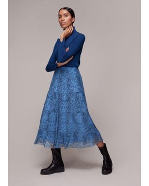 Whistles Gradient Animal Print Skirt - Blue