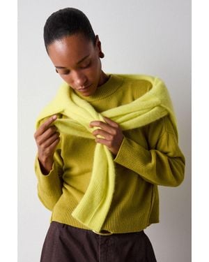 Whistles Wool Seam Detail Crew Knit - Yellow