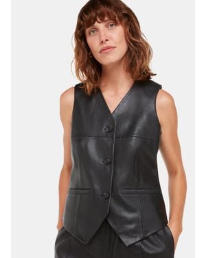Whistles Catrin Leather Waistcoat - Grey