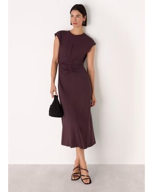 Whistles Gathered Midi Dress - Purple