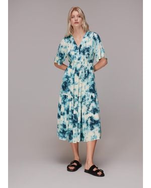Whistles Bella Tie Dye Midi Dress - Blue