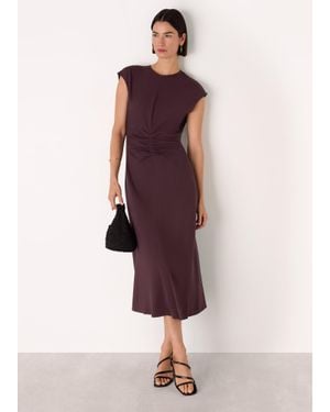 Whistles Gathered Midi Dress - Purple