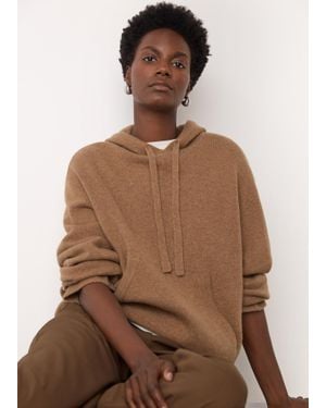 Whistles Wool Knitted Hoodie - Brown