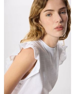 Whistles Frill Sleeve Broderie Tee - Grey