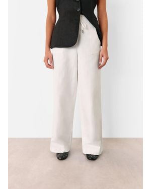 Whistles Petite Leona Linen Blend Trouser - White