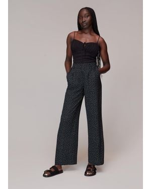 Whistles Lizzie Geo Dot Print Trouser - Black